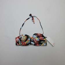 Top bikini donna a fascia S.Oliver taglia 14 B nero tropicale floreale ferretto