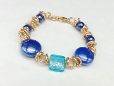 Bracciale donna blu catena oro