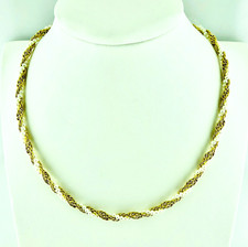 COLLANA GIROCOLLO DONNA IN ORO 750 CON PERLE TORCHON GIOIELLO NUOVO