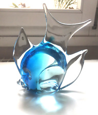PESCE  PALLA IN VETRO DI MURANO SOMMERSO   BLU' E TRASPARENTE ANNI 70, KG 1,120