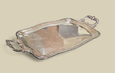 Vassoio Calderoni F.lli Alpaca Argentato 45cm Vintage Stile Inglese Bellissimo