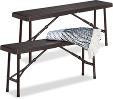 Panchina Pieghevole, Set Da 2 Panche Da Birreria Terrazza & Giardino, Effetto Le