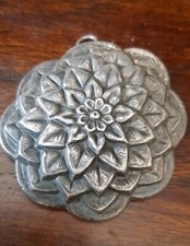 Antico Pendente-talismano -ciondolo- mandala - fiore di loto-argento Tibet