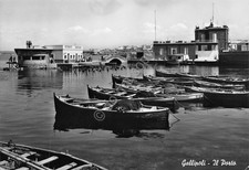Cartolina Gallipoli Porto barche pescatori Ristorante Marechiaro 1960