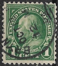 U.S.A.   1922 Benjamin Franklin 1 cent green  Perforato 11
