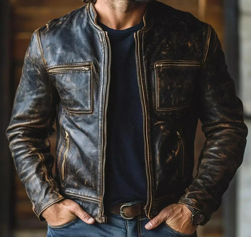 Giacca pelle moto uomo - , vintage