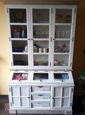 credenza cucina Kasanova colore bianco con vetrinetta parte superiore