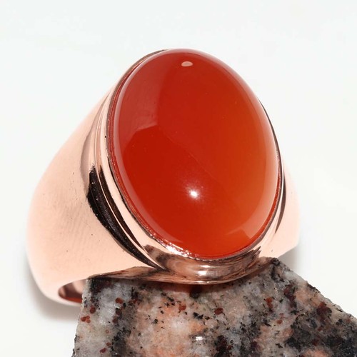Anello corniola uomo placcato