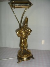 Vintage lampada scrivania o pianoforte statuina arlecchino carnevale ottone