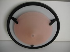 MUSA VETRO ROSA MONTATURA NERA PLAFONIERA LAMPADA SOFFITTO 40CM VINTAGE LAMI