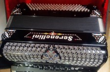 FISARMONICA SERENELLINI 120 Bassi Cassotto Voci a Mano PRO Leggera. BOTTONI.