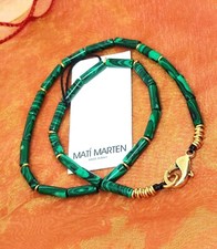 Collana in simil malachite chiusura bigiotteria dorata girocollo verde 45 cm