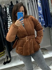 Giubbotto piumino donna Very Simple tg 40 marrone velluto morbidissimo  cintura