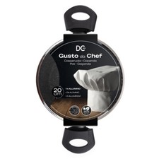 Pentola 20 cm Alluminio Nero DC Casa Fondo Induzione Coperchio Vetro Manico Soft