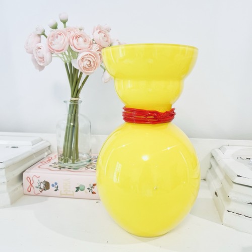 Vaso vintage vetro giallo - vintage,