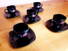 Set 5 Tazzine Arcoroc Pavot Tulipano tazzine da caffè e piattini Vetro temperato