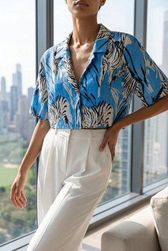 Camicia ritagliata zara blu - camicia,