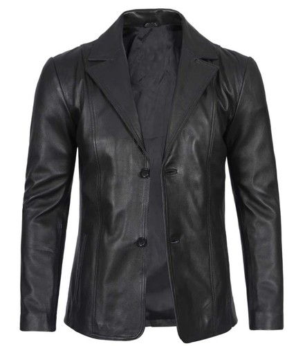 Men genuine leather - leather, black