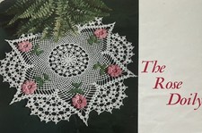 Maglia all'uncinetto vintage anni 40 modello centrino ROSE STAR bordo smerlato 21" 