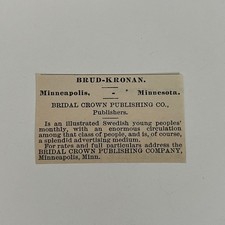Pubblicità giornale Brud-Kronan Bridal Crown Publishing Co Minneapolis MN 1890 SAI9-S35