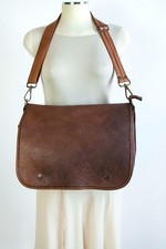 Vintage "BAYSIDE" Borsa Grande Lavoro Studio Tracolla Vera Pelle Marrone  Italy