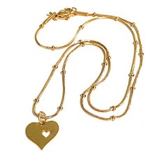 Collana catenina con ciondolo cuore in acciaio inox oro da donna 45 cm girocollo