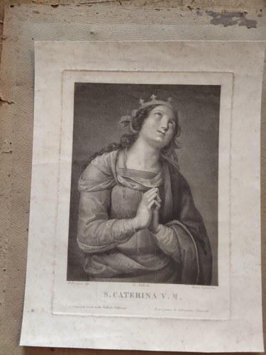 Antica stampa santa - santa, caterina
