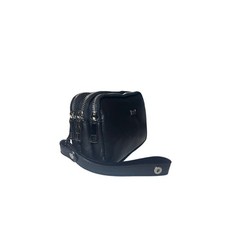 Borsello uomo con tripla zip in pelle