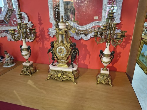 Trittico orologio candelabri - orologio, e