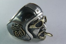 ANELLO TESCHIO BIKER CHOPPER ROUTE 66 ANELLO ARGENTO 925 254