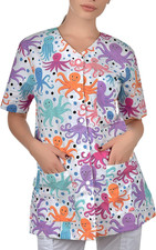 Carina Camice Medico Donna Casacca Infermiere Con I Bottoni a Pressione Divisa I