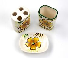 Set da Bagno - 3 pezzi - Articoli e Accessori Bagno Ceramica Floreale - Sapone