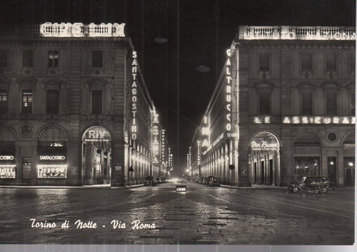 Cartolina torino notte via - torino, di