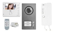 KIT VIDEOCITOFONO MONOFAMILIARE / BIFAMILIARE URMET 2 FILI MONITOR E CORNETTA