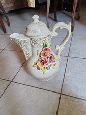 Vaso Teiera In ceramica bassano 1900 Anticato Con Fiori