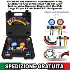 Set Manometri Condizionatori 4 Vie, Kit Ricarica Aria Condizionata Auto 