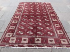 Tappeto grande vintage fatto a mano tradizionale lana orientale rosso marrone 280x193 cm