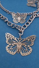 COLLANA DOPPIO FILO CIONDOLO FARFALLE ACCIAIO RAGAZZA DONNA