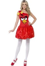 Costume vestito fantasia uccellino rosso Angry Birds da donna con licenza ufficiale