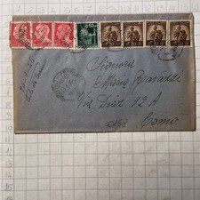 Storia Postale Lettera Francobolli Poste Italiane 20 / 60 Cent. Como 1946