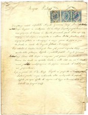 3 Marche da bollo documento REGIA PRETURA 1870 provincie Venete e di Mantova