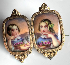 Spilla miniatura su porcellana