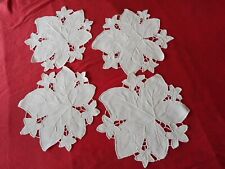 SET CENTRINI 4 FOGLIE 25 X25 CM VITE UVA LINO GRIGIO ECRÙ ECRUE ITALIAN ANTIQUE 