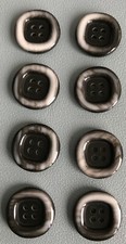 Bottoni vintage - 8 bottoni sfumati grigio/blu/beige - 4 fori - diametro cm. 1,8