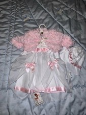 Vintage Abitino cerimonia bimba vestito 3-6 mesi / 62 cm bambina + cappellino