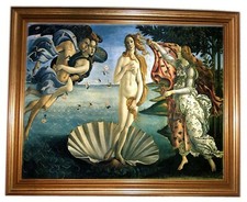 BOTTICELLI, La Venere, Stampa su tela /PVC + Cornice Oro in legno- cm 4,5,Quadro