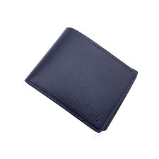 Autentico portafoglio Louis Vuitton blu navy Epi pelle multiplo bifold