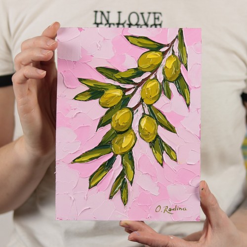 Ramo ulivo dipinto olio - di,