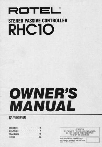 Rotel rhc controller - rhc-10,