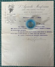 Rara Fattura Agricola Monferrina Mario RAVIOLA-Montechiaro d’Asti 1928